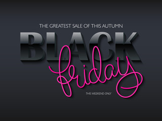 vector illustration of black friday poster with 3d and hand lettering text