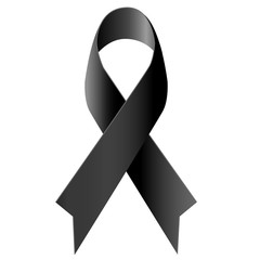 Black ribbon mourning symbol on white background vector illustration.