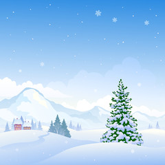 Winter mountains background