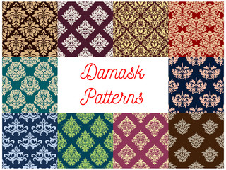 Damask floral seamless patterns set