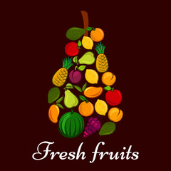 Pear symbol made up of fresh fruits