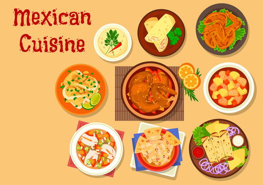 Mexican cuisine meat and fish dishes icon