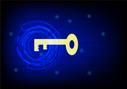 Key with glowing digital one zero background - best for Computer