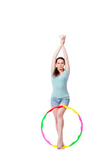 Young woman in sports concept isolated on the white