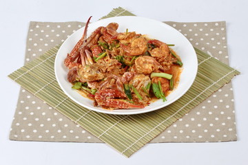 Charcoal boiled pork satay on butcher served , home made in big size, served with Thai cucumber chili sauce as 