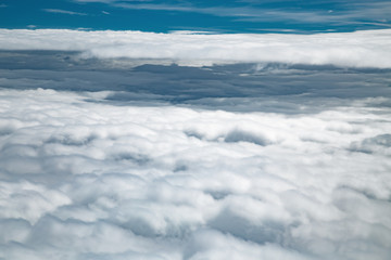 White clouds, view from above airplane