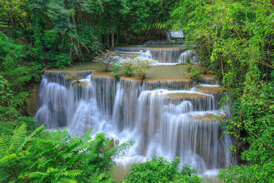 Deep forest Waterfall in Kanchanaburi, Thailand © lkunl