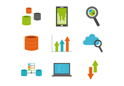 Colorful Data Center Media Icon Set