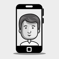 avatar man on  smartphone device screen over white background. vector illustration