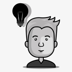 avatar man smiling with bulb light icon over white background. vector illustration