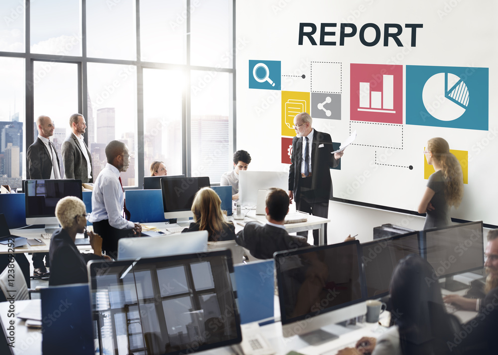 Poster data analysis analytics information report concept