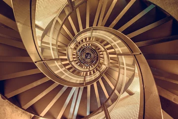 Printed kitchen splashbacks Stairs Spiral staircase in tower - interior architecture of building