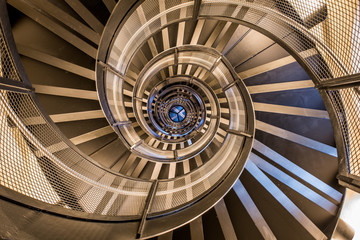 Spiral staircase in tower - interior architecture of building