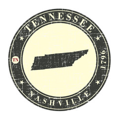 Vintage stamp with map of Tennessee