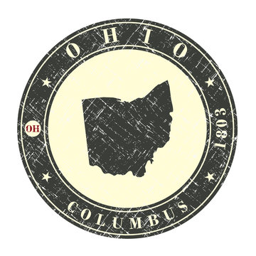Vintage stamp with map of Ohio