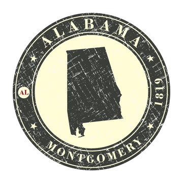 Vintage stamp with map of Alabama