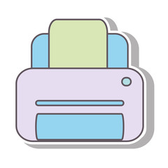 printer technology device with paper icon over white background. vector illustration