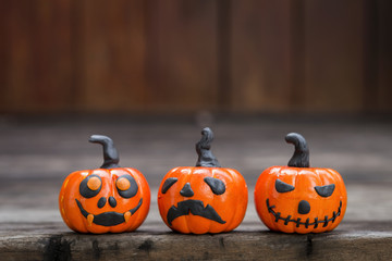 Halloween concept background, funny face pumpkin