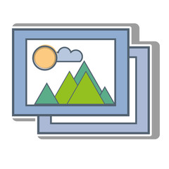 picture icon with landscape draw over white background. vector illustration