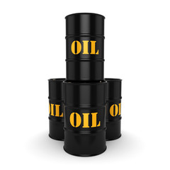 3D rendering Black oil barrels