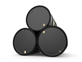 3D rendering Black oil barrels