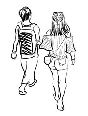 couple walking isolated
