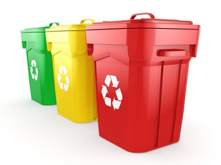 3D rendering Multicolor Recycling Bins