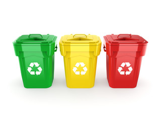 3D rendering Multicolor Recycling Bins