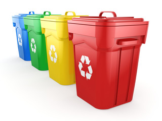 3D rendering Multicolor Recycling Bins