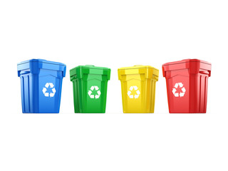 3D rendering Multicolor Recycling Bins