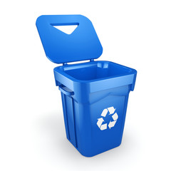 3D rendering Blue Recycling Bin