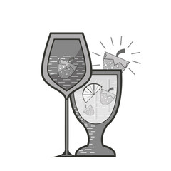 cocktails liquor drinks with strawberry and lemon slice over white background. vector illustration