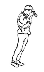 photographer ink sketch isolated
