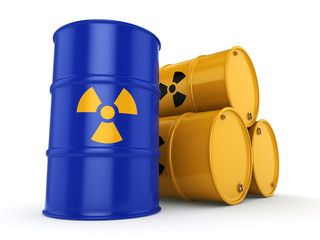 3D rendering radioactive barrels © apopium