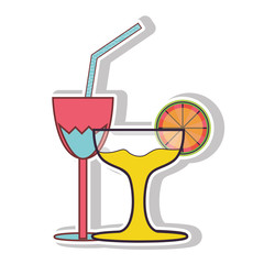 cocktails liquor drinks with lemon slice over white background. vector illustration