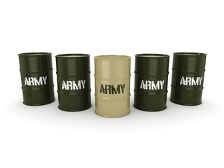 3D rendering army barrels