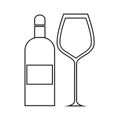 bottle and glass liquor drink over white background. vector illustration