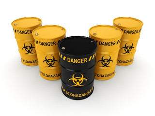 3D rendering biohazard barrels