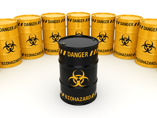 3D rendering biohazard barrels