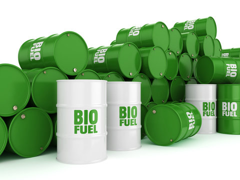 3D rendering barrels of biofuels