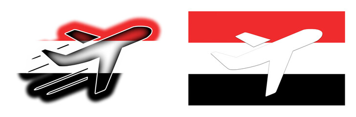 Nation flag - Airplane isolated - Yemen