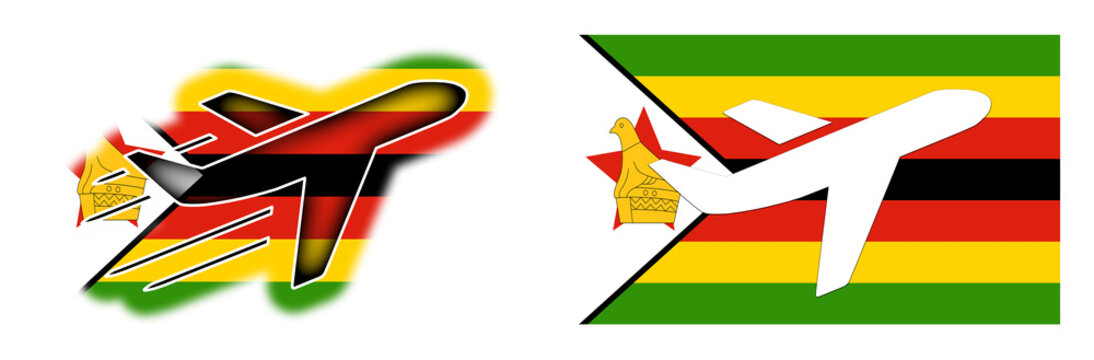 Nation flag - Airplane isolated - Zimbabwe