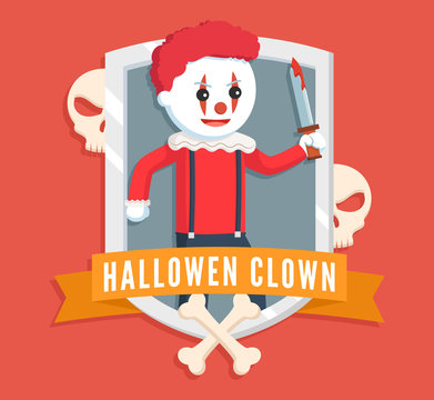 evil clown logo vector illustration design