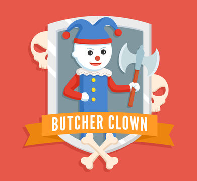 butcher clown logo vector illustration design