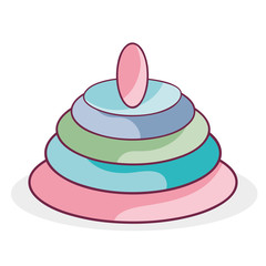 colorful pyramid baby toy over white background. vector illustration