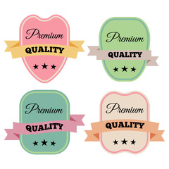 Set of Vector Badges with Ribbons  and the Words 