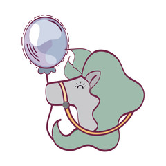 cute horse toy and balloon over white background. vector illustration