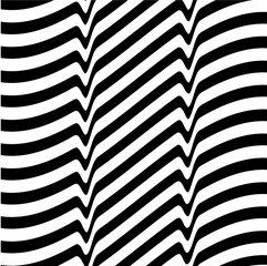 White black abstract wave line optical background. Monochrome movement illusion. Art design template.