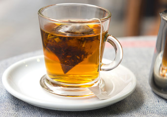 Glass of hot herbal tea