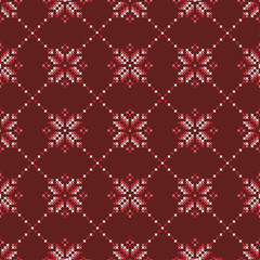 Naklejka na ściany i meble Christmas seamless pattern. Winter holiday folk ornament. Texture for paper and textile. Vector background. 